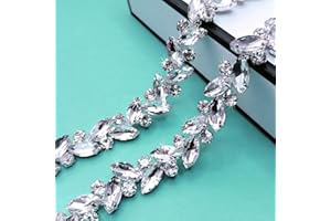 Yhsheen 1 Yard Rhinestone Trim Diamond Crystal Rhinestone Chain Sparkly Rhinestone Applique for Wedding Party Decoration & Bridal Costume Embellishment Clothing Accessories