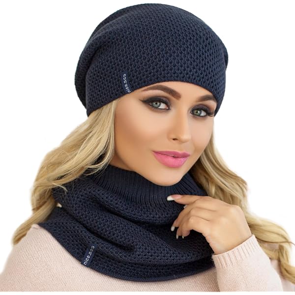 QUEENFUR Hat and Scarf Set for Women Thick Winter Cable Knit  display picture 3