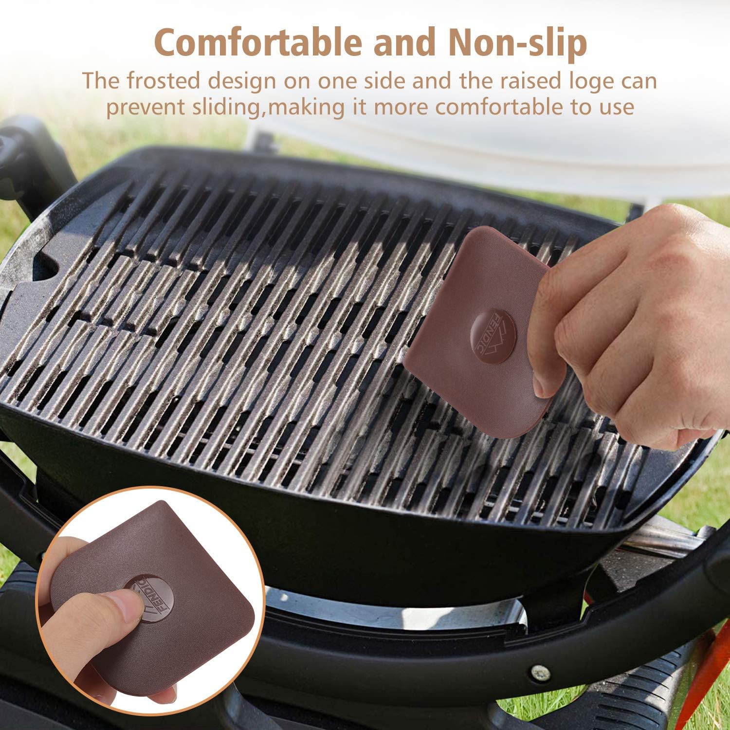 FENDIC Pan Scraper, 3pcs Durable Dish Scraper, Pot Scraper, Plastic Scrubbers for Pans, Multifunctional Pan Scraper Tool and Stoneware Scraper for Kitchen and Home - Brown: Kitchen & Dining