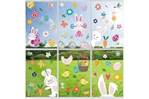 HIDREAS 8 Sheets Easter Window Clings, Easter Window Stickers Decorations Spring Window Clings Decal