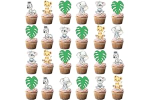 Fenghu 50Pcs Animal Cupcake Toppers for Jungle Safari Wild Birthday Party Decorations Supplies