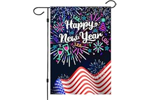 FLAGMAX Happy New Year Garden Flag,New Years Flag 12.5 x 18 Inch Double Sided Fireworks Happy New Year House Flag for New Year Greettings or Decoration