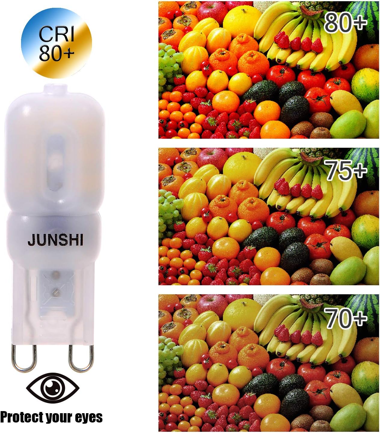 JUNSHI G9 LED Bulb,2.5W to 20W,6500K Cool White, 220 Lumens,AC220-240V LED Light Bulb,Pack of 6, 6 Count (Pack of 1) - Image 5