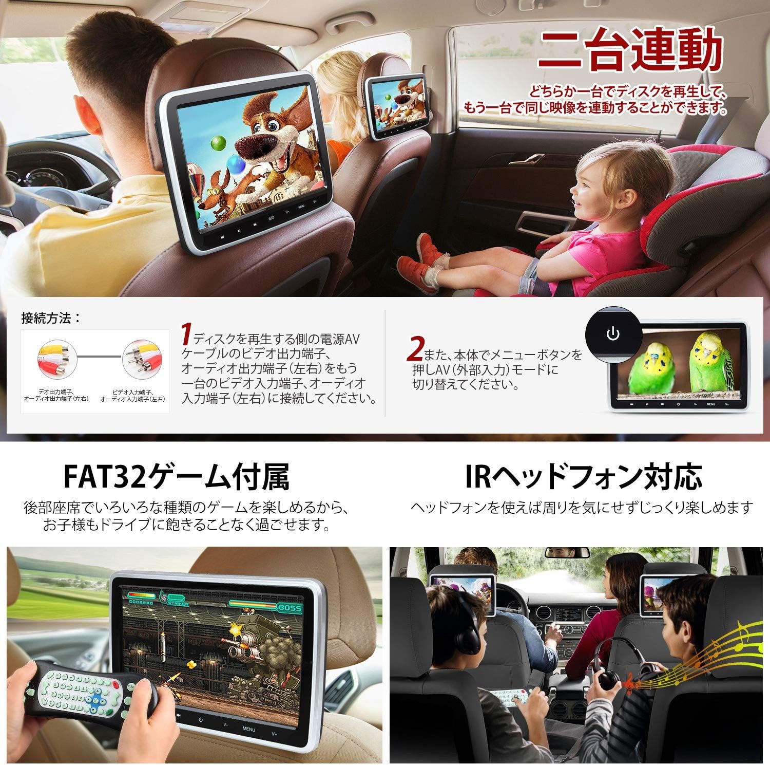 Amazon Eonon ヘッドレストモニター Dvdプレーヤー 車載用 10 1インチ 超薄型 Hdmi入力 後席モニター L0299a 10 1インチ大画面 タッチボタン操作 スピーカー内蔵 レジューム機能 ワイヤレスirヘッドフォン対応 高画質1024 600取り付け簡単 車載用 ヘッドレスト