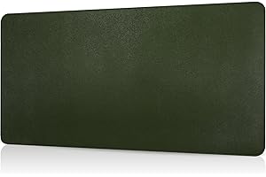 Laokiiy Desk Mat, Dual-Sided Desk Pad, Large Mouse Pad for Desk, Natural Cork & PU Leather Non-Slip Waterproof Desk Mats for Office and Home (Army Green, 31.5" x 15.7")