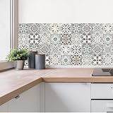 indabyo 20pcs Vintage Victorian Tile Stickers 15x15 cm Moroccan Grey Beige view 4