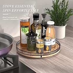 12" Lazy Susan Oak Wood Turntable Organizer for
