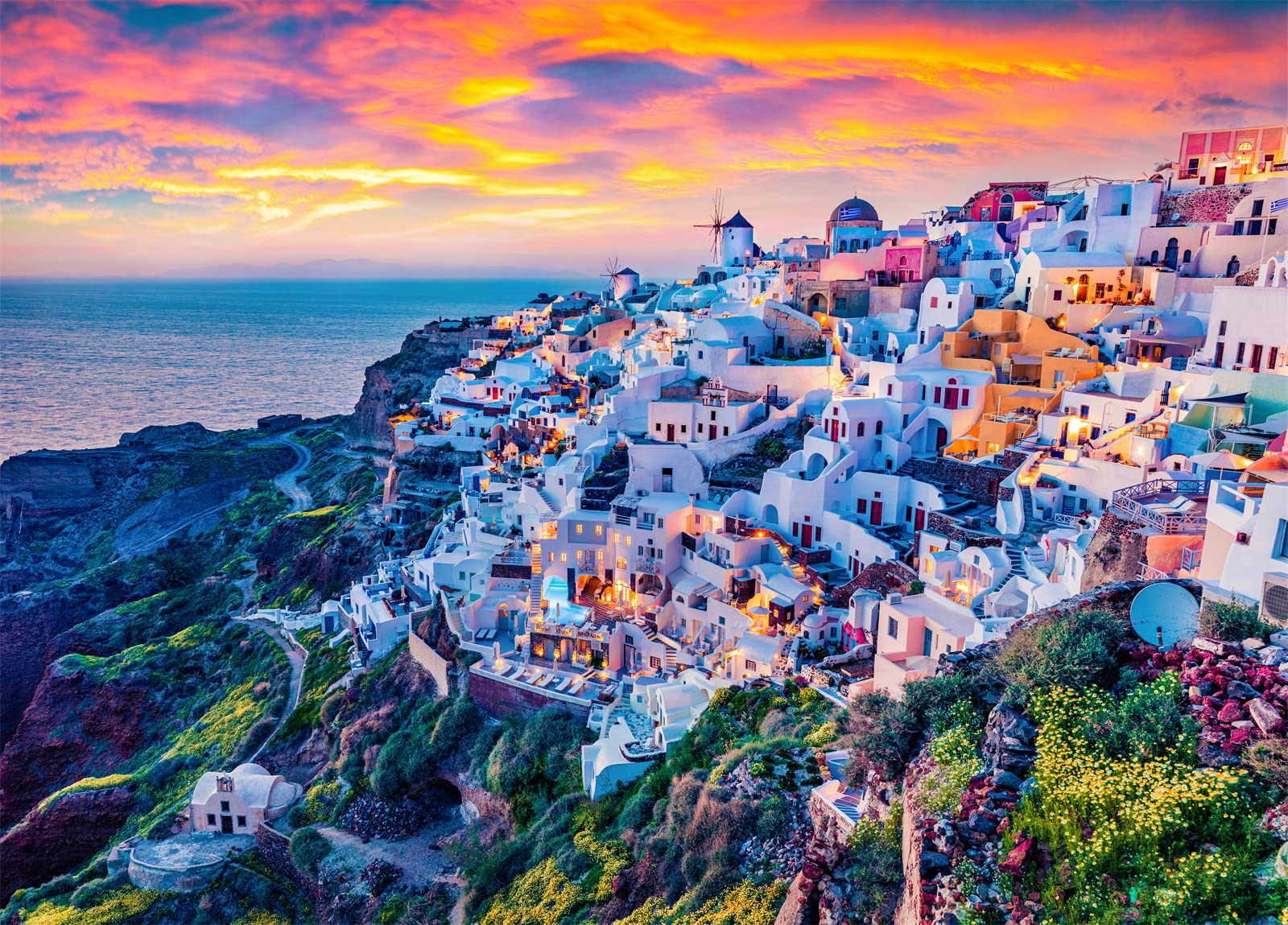 Santorini Island Jigsaw Puzzles for Adults 1000 Piece Aegean Sea Jigsaw Puzzles for Adults Gifts — image 1