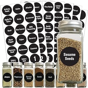 Talented Kitchen Round Spice Labels - 126 Preprinted Chalkboard Spice Labels Sticker. Chalk, Water Resistant, Write-On, Reusable, Spice Jar Label f/Spice Organization Storage (Set of 126- Chalkboard)