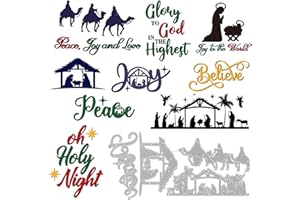 Whaline 9Pcs Christmas Nativity Metal Die Cuts Nativity Scene Steel Cutting Dies Embossing Stencils Templates for DIY Crafts Card Making Scrapbook Photo Album Stamp Decor