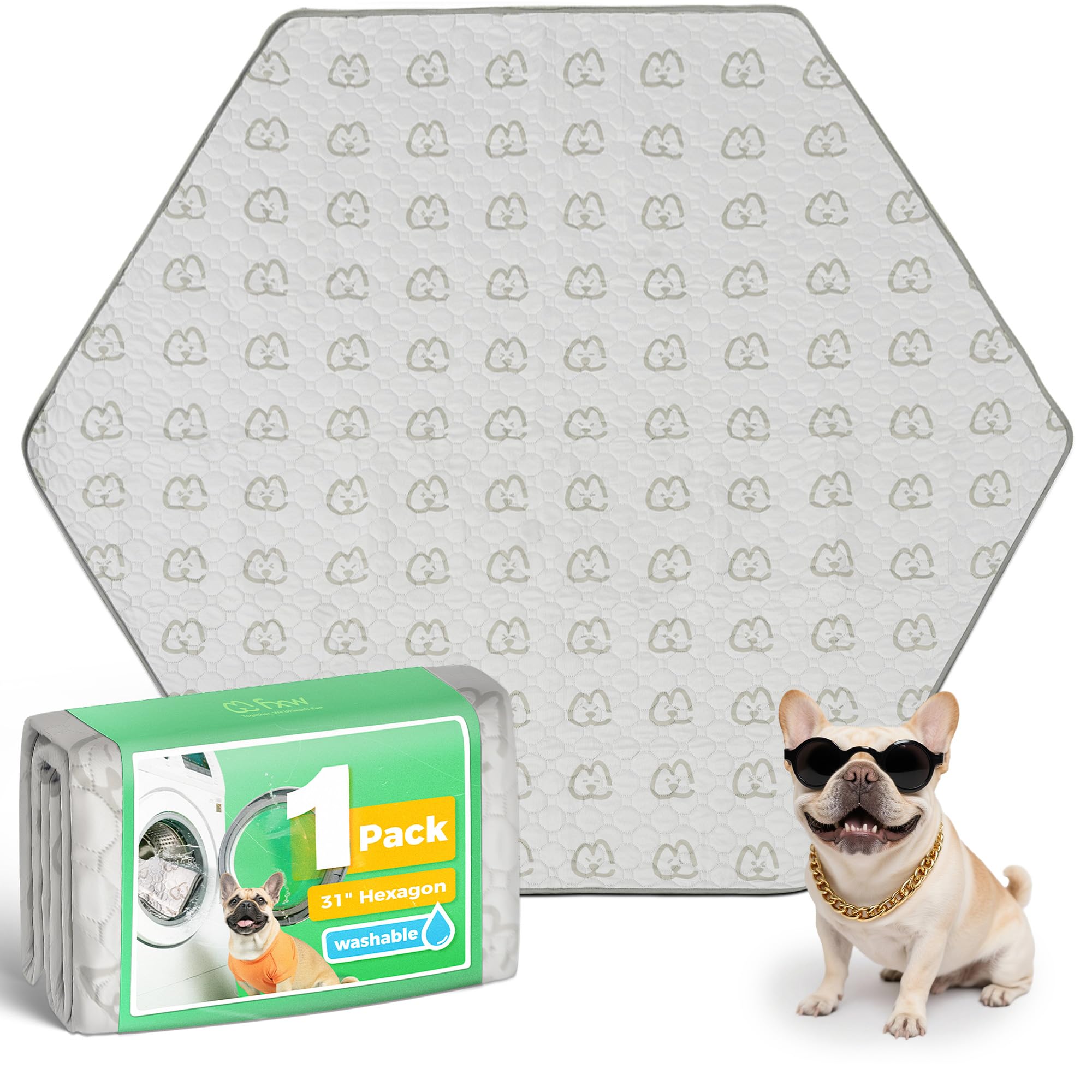 Photo 1 of FXW Washable Pee Pads for Dogs, Puppy Pads with Super Absorbent, Specifically Designed for FXW Rollick/Homeplus 24inch 6 Panels Dog Playpen, 31" Hexagon, Khaki, 1 Pack