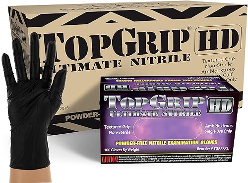 HD Mil Heavy-Duty Black Nitrile Exam Gloves, Disposable, Case