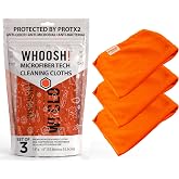 WHOOSH! Microfiber Glasses &amp; Screen Cleaning Cloth, 3 Pack, 14x14, Orange | Machine Washable, Suitable for Electronics &ndash; TV, Car, Computer, Laptop, Monitor &amp; Eyeglasses, Prevents Scratches, Lint Free