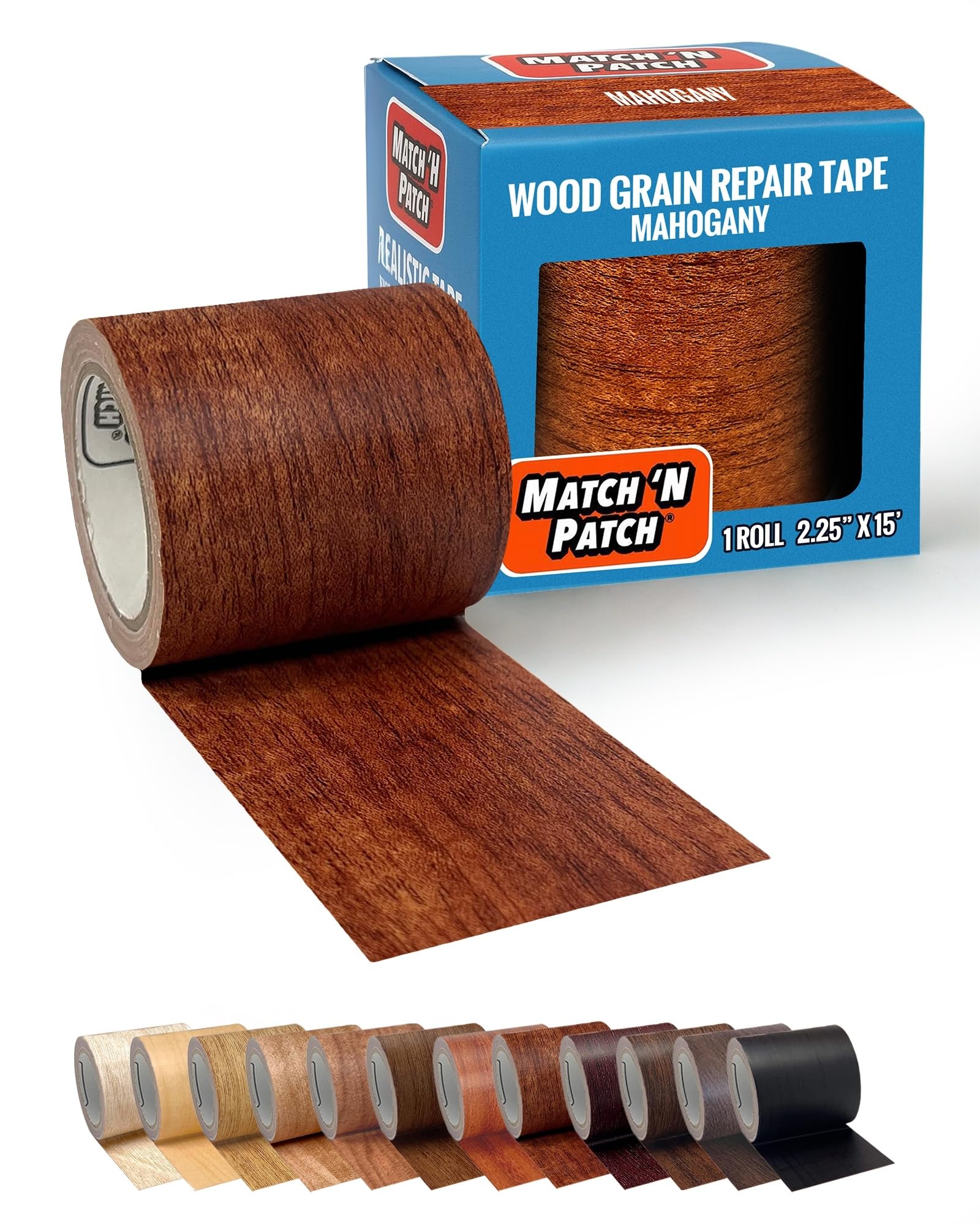 Match 'N Patch Realistic Wood Grain Repair Tape, Mahogany