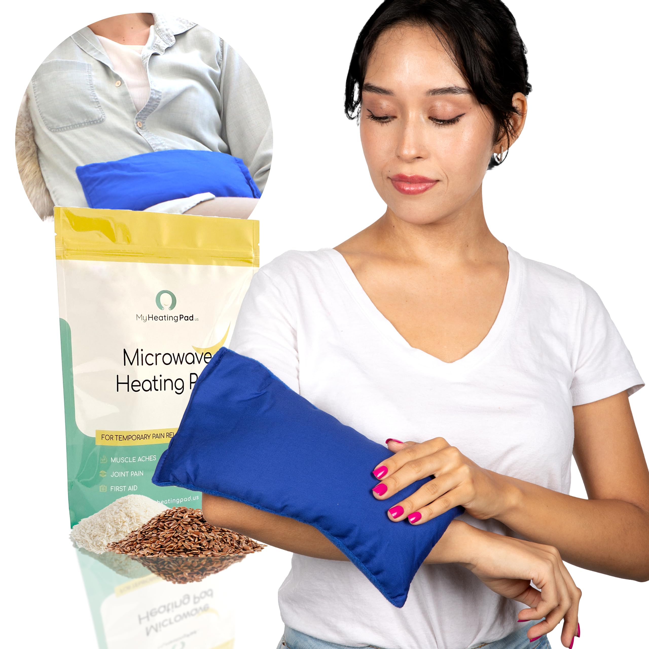Photo 1 of My Heating Pad for Pain Relief - Moist Microwavable Heating Pad for Joints and Muscles Relief - Microwave Hot Pack Heat Pad for Cramps - Calming Chilled or Heated Pad Therapy - 1 Pack Blue