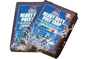 TARPWARE Tarp Heavy Duty Waterproof Durable Poly Tarpaulin with Grommets and Reinforced Edges UV Resistant Tarp Cover for Vehicle/Pool Cover/Boat/Tent/Construction site, Full Size(Brown/Black 6'*8' 2pack)