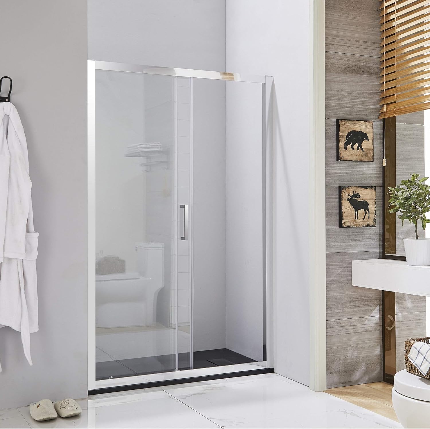 Box doccia porta scorrevole per nicchia profilo cromato altezza 190