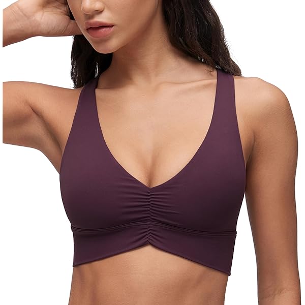 CRZ YOGA Verstelbare Longline Sport BH voor Vrouwen/V Terug Draadloze Workout Gewatteerde Yoga Bra Bijgesneden Tank Tops Camisole Taupe L