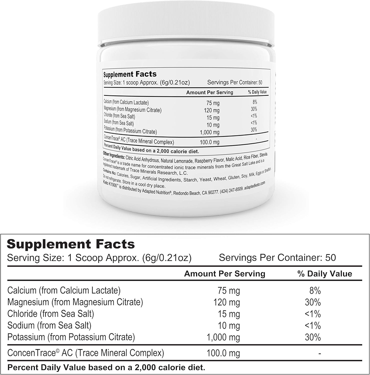 Keto K1000 Electrolyte Powder | Boost Energy & Beat Leg Cramps | No Maltodextrin or Sugar | No Ingredients from China | Amazing Raspberry Lemon | 50 Servings: Health & Personal Care