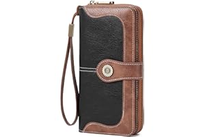 FALAN MULE Womens Wallet RFID Blocking Large Capacity Bifold Leather Credit Card Holder with Zipper Pocket Purse