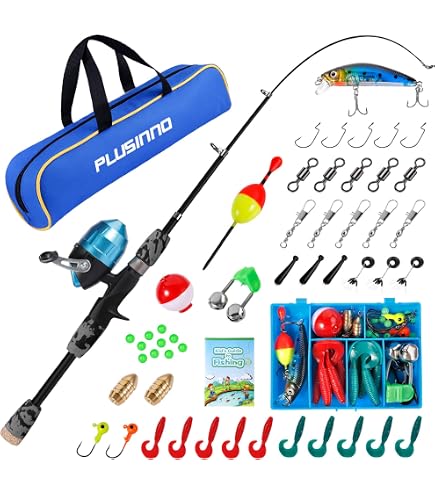 Set De Pêche Pour Enfants - Canne Télescopique 6 Sections (34-130 Cm), Moulinet, Boîte De Leurres, Sac - Pour Débutants, Garçons Et Filles