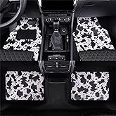 LSBS Cow Print Car Floor Mats,All Weather Protection, Faux Leather, Universal Fit for Cars Truck Van and SUV (Black)
