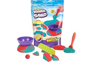 Kinetic Sand Mold n’ Flow with 1.5lbs Red & Teal Play Sand, 3 Tools, Sensory Toys for Kids Ages 3 and up