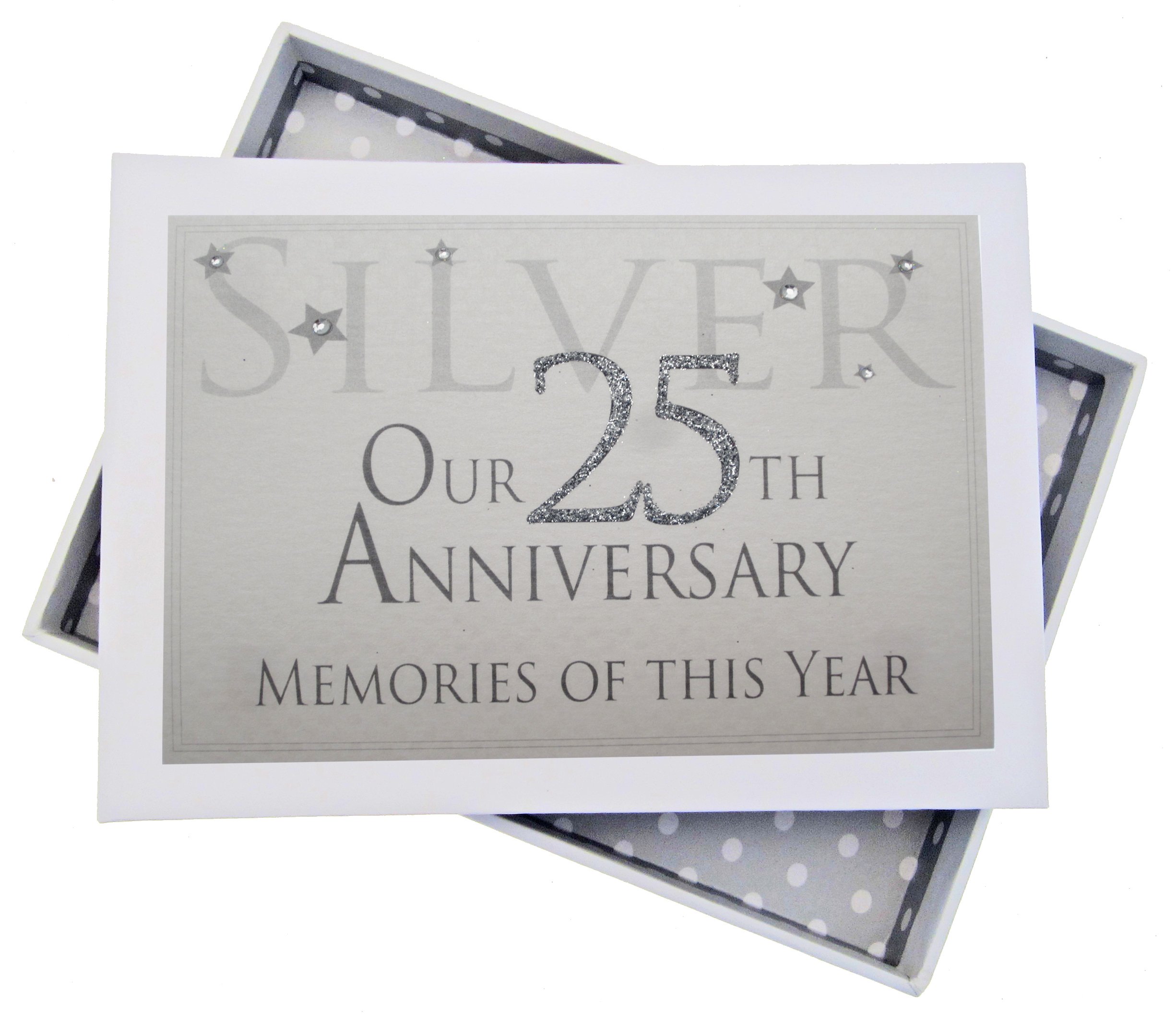 White Cotton Cards 25th Silver Anniversary Memories of This Year, Tiny Album, Glitter & Words, Wood, 12.5x17.5x2.5 cm