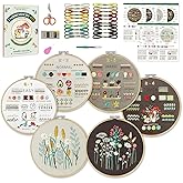 CYANFOUR 6 Stage Embroidery Kit for Beginners Adults, Easy to Learn 38 Different Stitches from Instruction & Video, Needlepoint Kits for Adults with Stamped Embroidery Patterns.