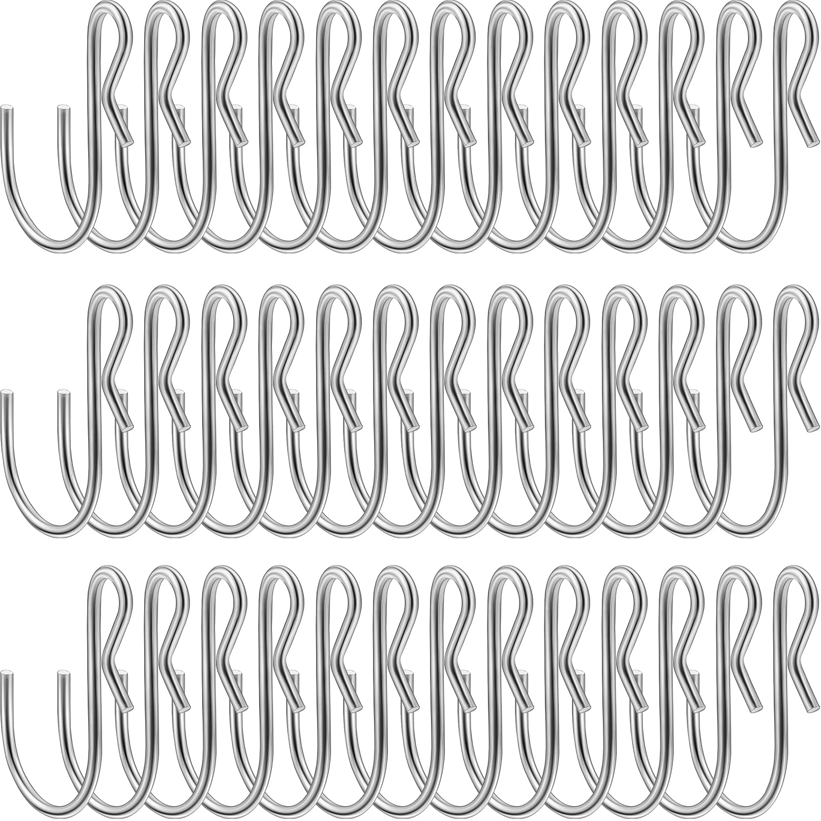 Photo 1 of Funrous S Shaped Metal Hooks Clip, Stainless Steel Hangers, Suitable for Indoor and Outdoor, Bathroom, Kitchen Lights, Hanging Hooks for DIY Crafts, Key Chain, Silver (40 Pieces)