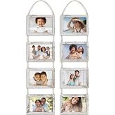 4x6 Hanging Picture Frames Collage with 8 Openings - Distressed White, 2 PK | Icona Bay casual style engineered wood frames, designed for wall hanging, space-saving photo display, Bliss collection