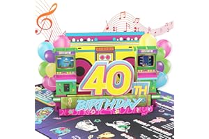DIRTY POP CARDS 40th Birthday Card with Music and Lights - Back In 1985 Pop Up Birthday Cards for Men, Women - Retro 80's Trivia, Facts, Boombox, Roller Rink, Happy Bday Song - Light Up, Musical 40 Year Old Gift