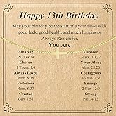 FYBLYCOO Happy 7-14 Year Old Birthday Gifts, Dainty Gold Cross Necklace Birthday Decorations Religious Christian Jewelry for Daughter Granddaughter Sister Niece