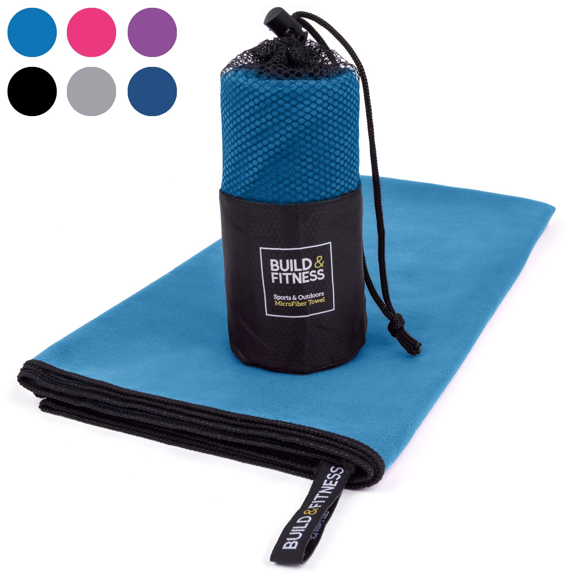 Microfibre Towel in carry bag. Quick Drying - Compact - Super Absorbent - Lightweight. Perfect Travel, Beach & Sports towel for Gym, Swimming, Camping, Beach, Travel, Fitness, Yoga, Sports