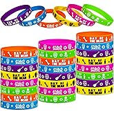 FSHANEE Day of the Dead Rubber Bracelets Halloween Sugar Skull Party Supplies Dia De Los Muertos Silicone Wristbands Party Gift Bag Fillers Goodie Bag Stuff, Set of 24 Counts