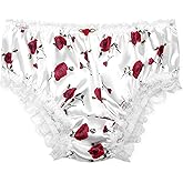 Satini Women's Satin Frilly Lace Sissy French Knickers Briefs Panties