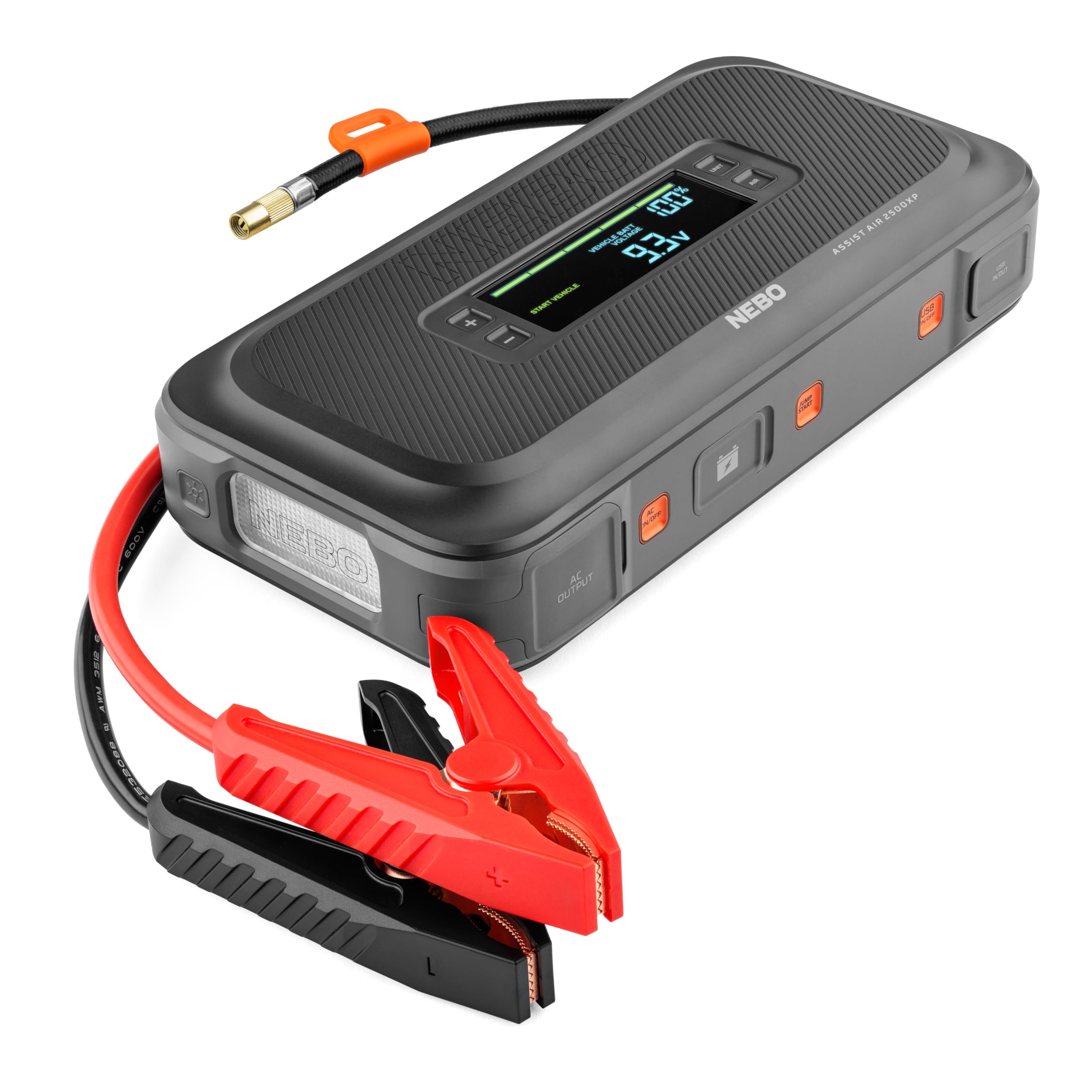 Photo 1 of ***PARTS ONLY***NEBO Assist Air 2500XP+ Jump Starter and Air Compressor | 4-in-1 2500 Amps Car Jump Starter, Air Compressor 150 PSI, Charger, and Floodlight, USB Compatible, Automotive, Emergency, Spark-Proof Safety (factory sealed)