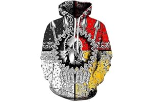 9Yourtime Womens Mens Hoodie 3D Graphic Indian Print Hooded Sweatshirts