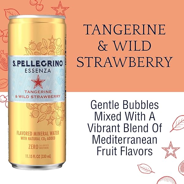 SAN PELLEGRINO TANGERINE & WILD STRAWBERRY MINERAL SPARKLING WATER 11.15 FL OZ (PACK OF 8)
