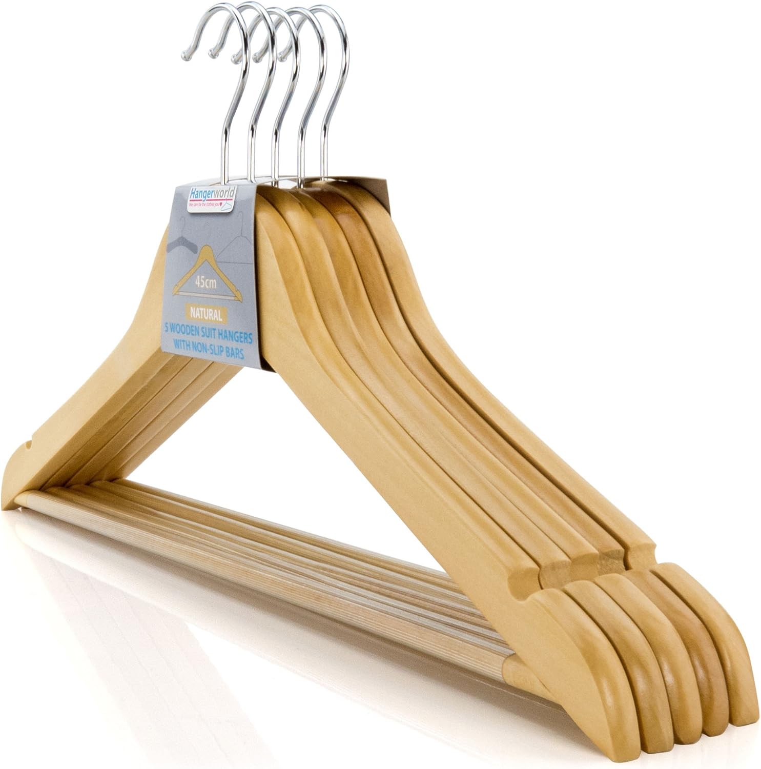 HANGERWORLD Pack of 70 Premium Quality Wooden Coat Hangers with Non