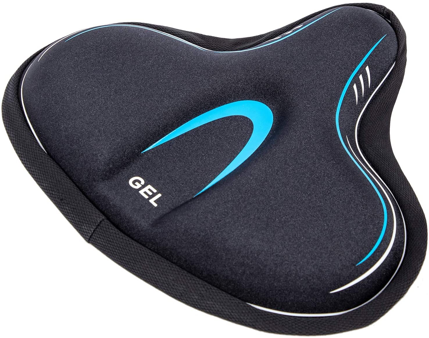 YBEKI Wide Gel Exercise Bike Seat Cover - Gel-Infused Memory Foam Cushion with Non-Slip Base & Breathable Hollow Design | Compatible with Peloton/Spin Bikes (8.5-10" Wide Saddles)