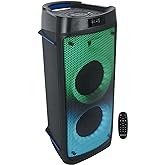 Rockville BASS Party 65 1200W Bluetooth Speaker, Dual 6.5" Woofers, 4 LED Modes, Mic & Guitar Inputs, TWS Linking, Rechargeable Battery, for Parties and Karaoke