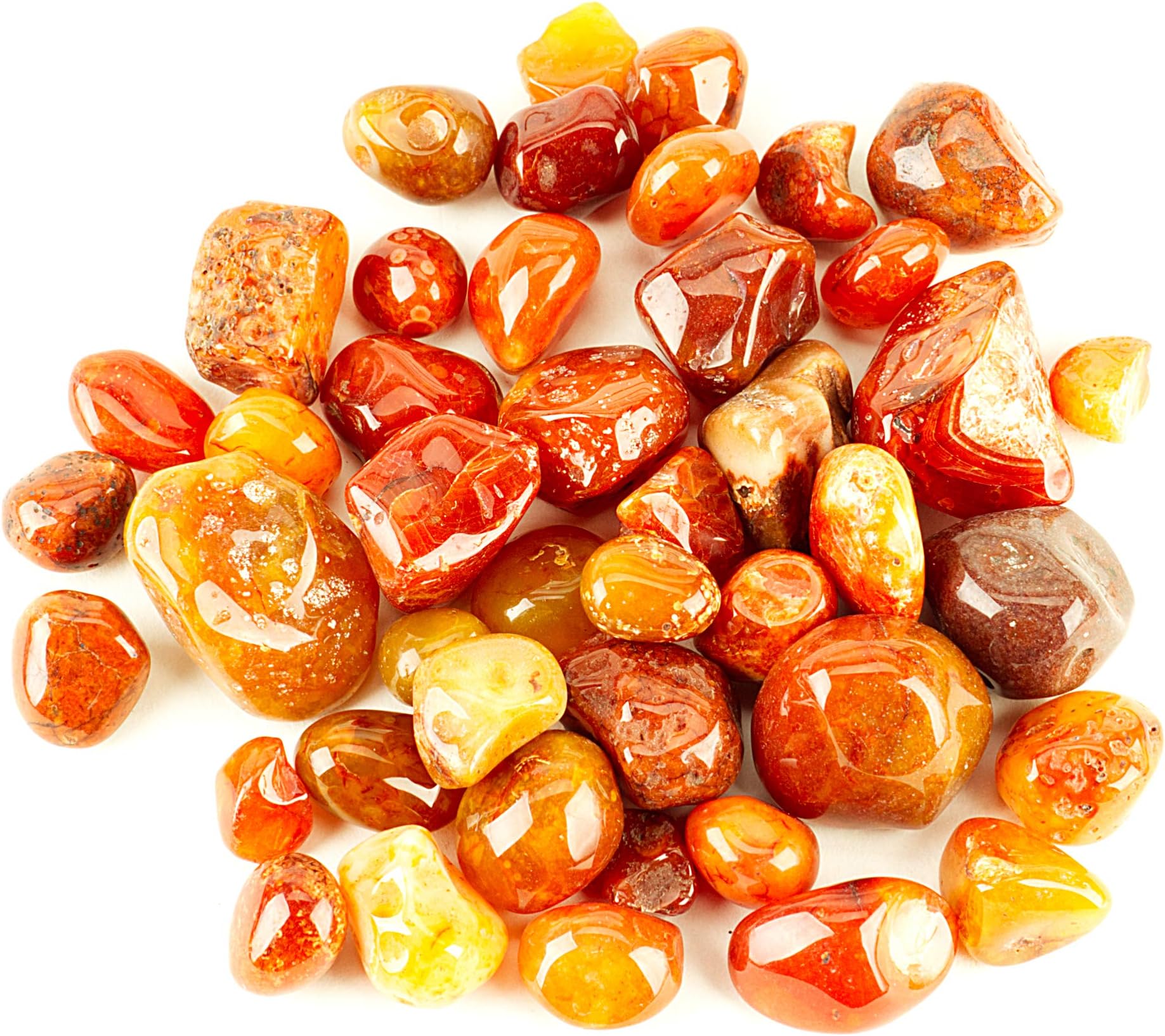 Cherry Tree Collection 1/2 Pound Polished Stones - 1/2" - 1" Size Tumbled Stones - Tumbled Crystals Bulk for Healing, Reiki, Chakra (Carnelian)