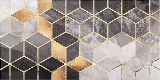 Bilderwelten Spritzschutz-Glas Küchenrückwand - Schwarz Weiß goldene