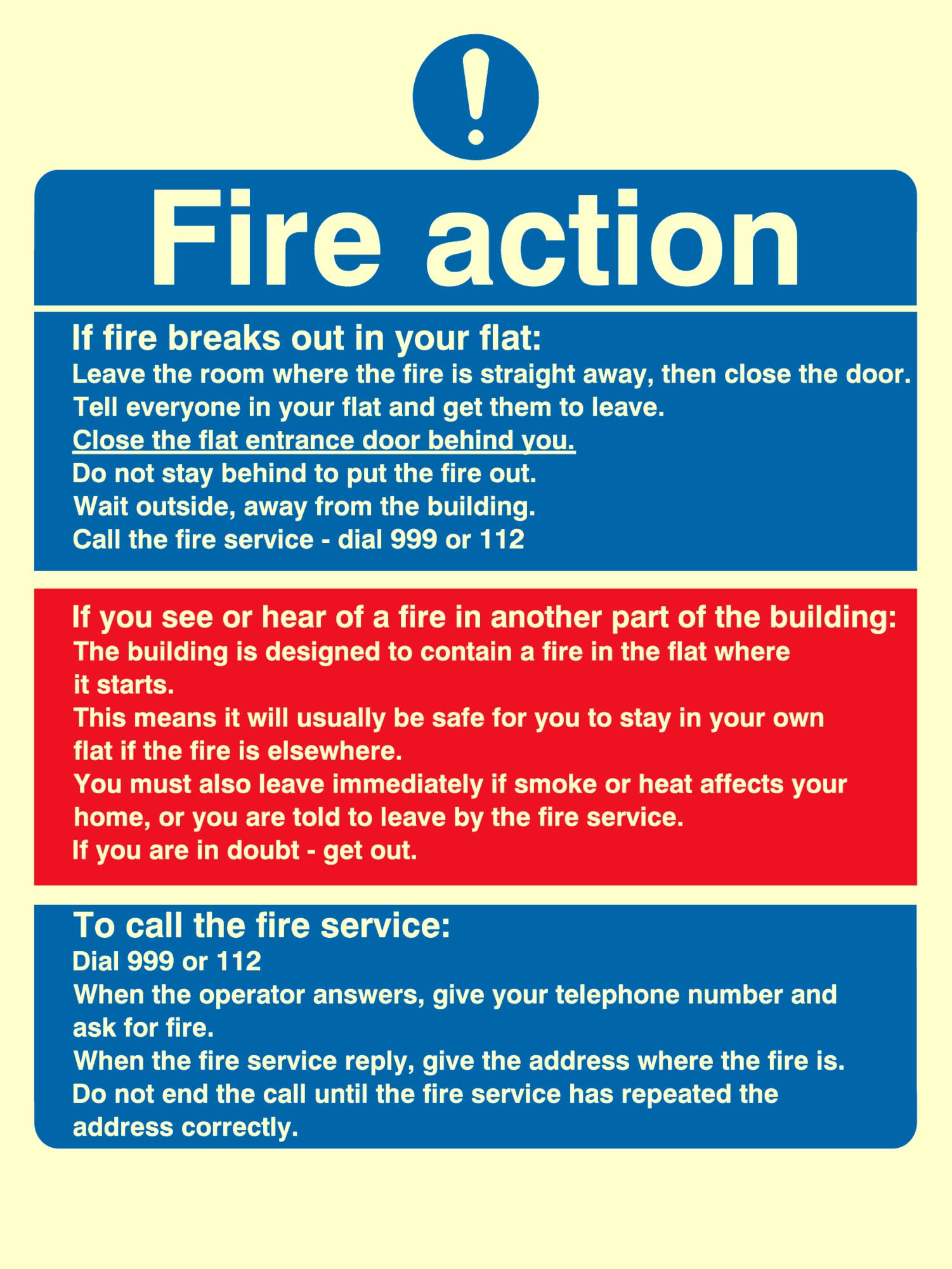 Viking Signs Fire Action Notice Stay Put Message