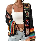 Women's Floral Crochet Cardigan Boho Hollow Out Sweater Cardigan