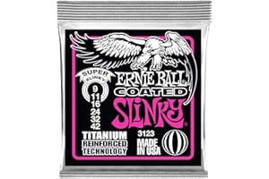 Ernie Ball Super Slinky Coated Titanium Electric Guitar Strings, 9-42 Gauge (P03123)