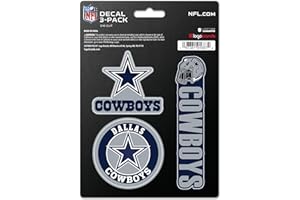 Logo Brands Dallas Cowboys NFL Team Logo Vinyl Sticker 3 Pack Heavy Duty Decal for Indoor or Outdoor Use for Laptops, Coolers, & Notebooks Show Your Cowboys Pride