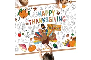 LITMITFU Giant Happy Thanksgiving Coloring Poster - Large Thanksgiving Coloring Tablecloth, Jumbo DIY Turkey Paper Banner Craft for Kids Game Activities Thanks giving Party Favors Supplies Decor, 30 x 72 Inch