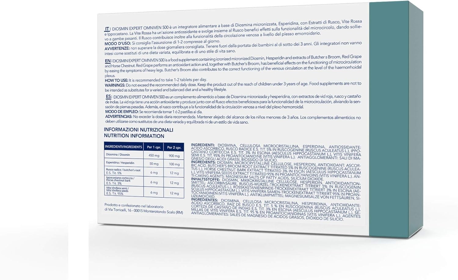 Dulàc - Diosmin 500 Hemorrhoid And Leg Vein Supplement 120 Tablets, Diosmin, Horse Chestnut